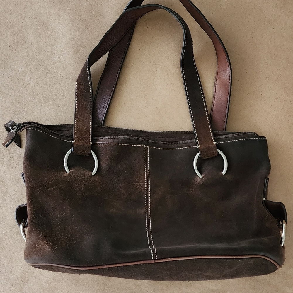 AEROSOLES Brown Suede Satchel Bag